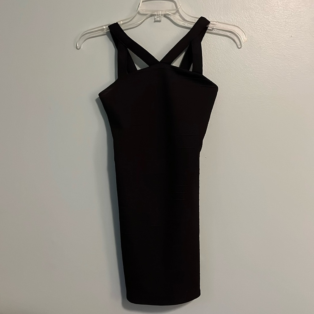 Girls size 12, Sally Miller couture black stretchy/fitted knee length dress